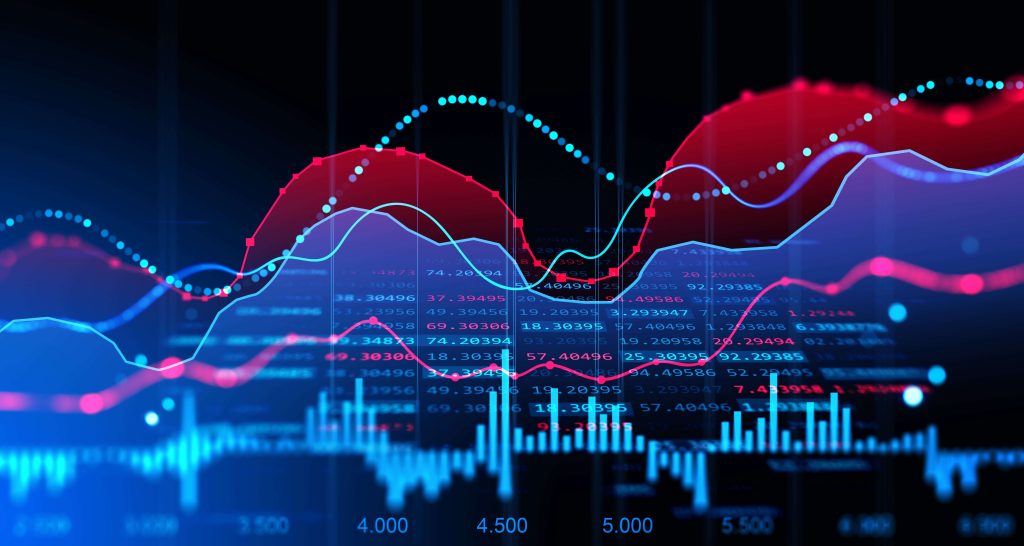 digital image of an energy market graph rising and falling